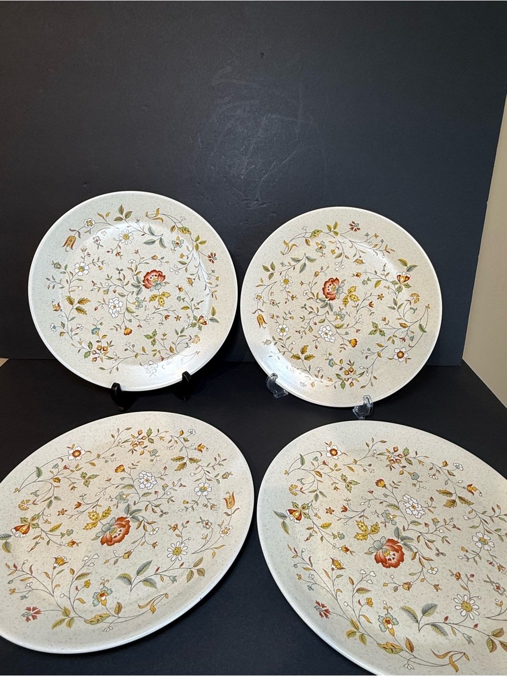 VTG Lenox Temper-Ware Merriment Dinner Plates Floral Set Of 4 Made U S A